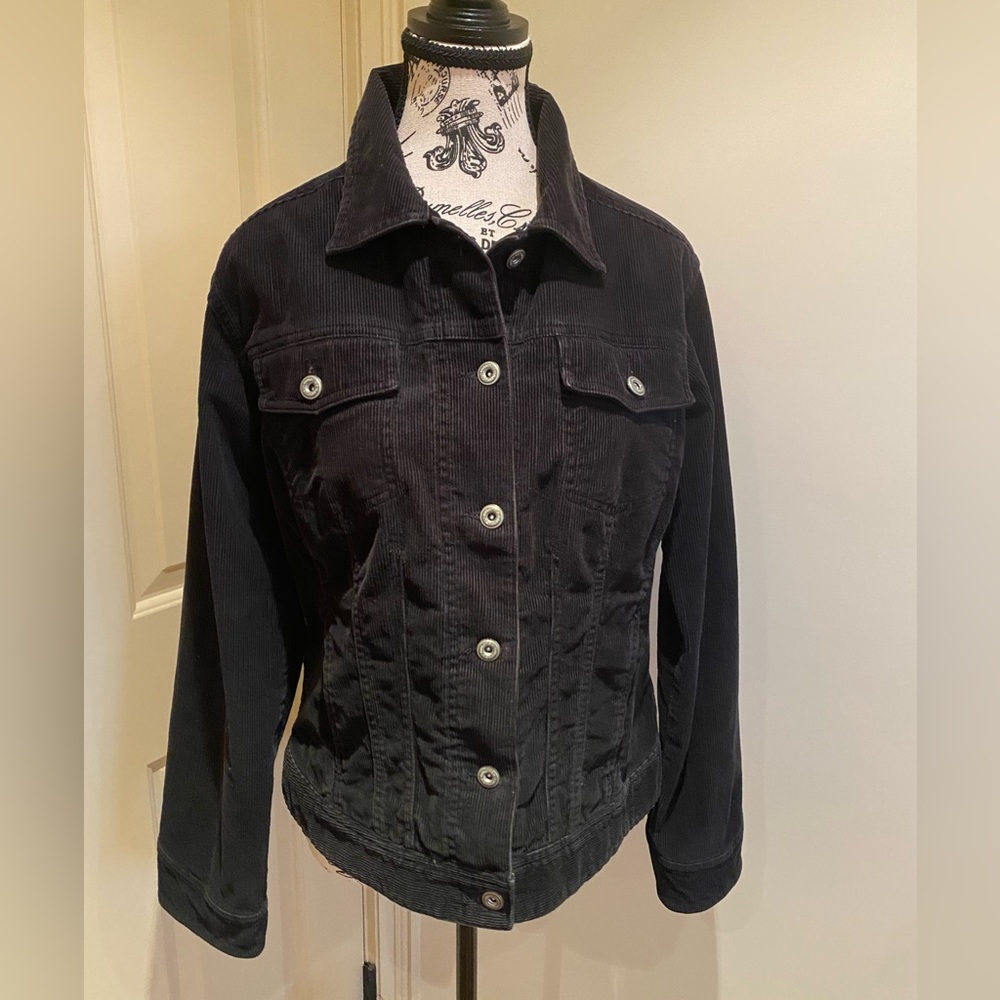 Columbia Corduroy Black Jean jacket Excellent Used Condition Size Medium